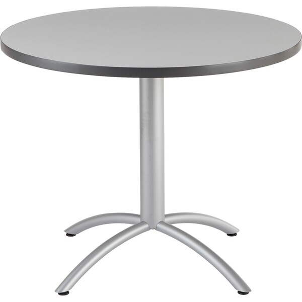 Iceberg CafeWorks Cafe/Breakroom Table, Gray Top, Silver Frame, 36 in Dia x 30 in H ICE65621 - main